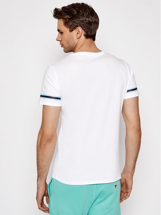 Guess Guess Tričko Placed Print M1RI56 K8HM0 Biela Slim Fit