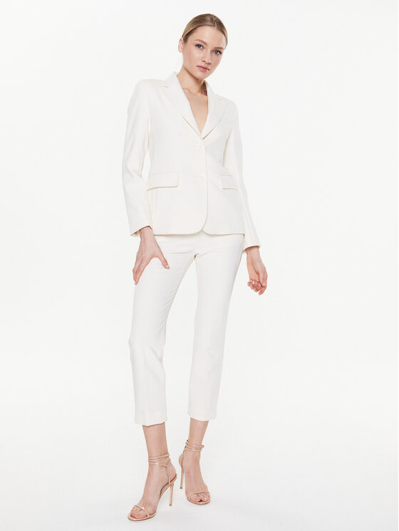Weekend Max Mara Weekend Max Mara Medžiaginės kelnės Rana 2351310137 Écru Slim Fit