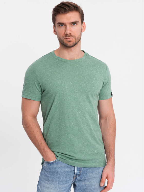 Ombre Ombre T-Shirt OM-TSCT-0178 Zielony Regular Fit