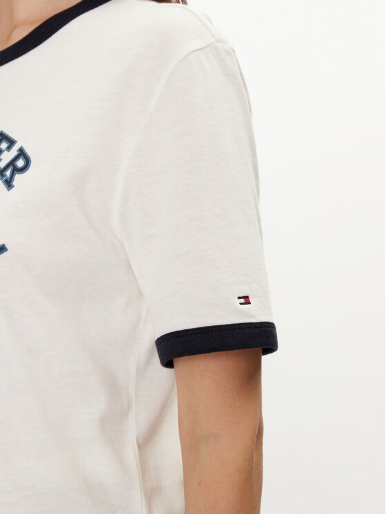 Tommy Hilfiger Tommy Hilfiger T-krekls Varsity Ringer WW0WW42585 Balts Regular Fit