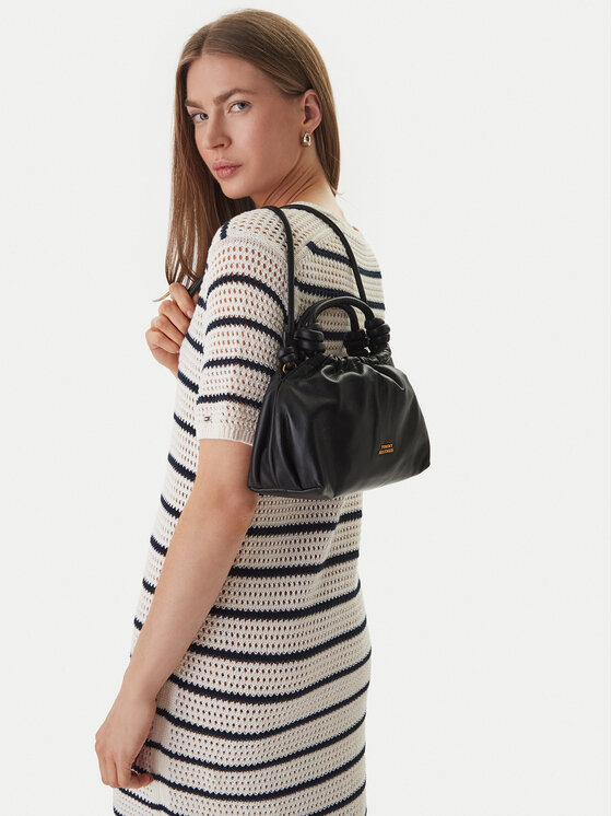 Tommy Hilfiger Geantă Th Soft Leather Med Crossover AW0AW18369 Negru