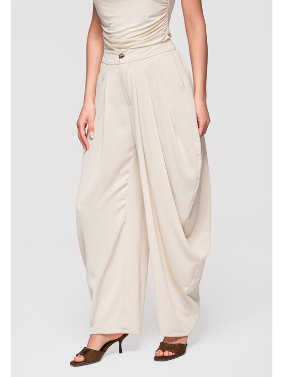 Ombre Ombre Spodnie materiałowe OW-PA-E0004 Beżowy Relaxed Fit