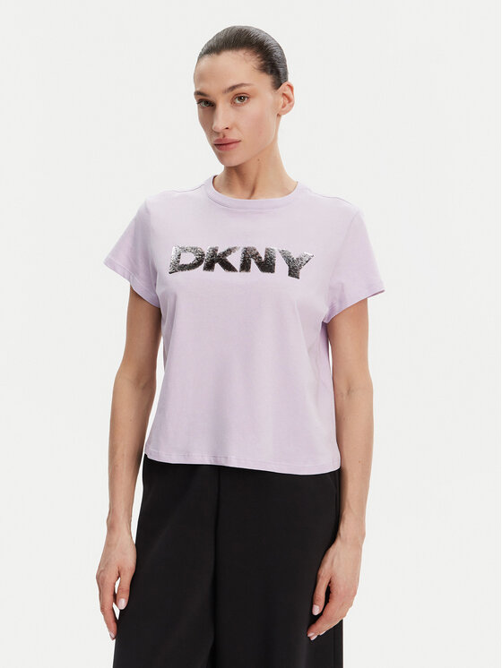 Damski T-Shirt DKNY, Rozmiar L, Fioletowy, DP4T1035