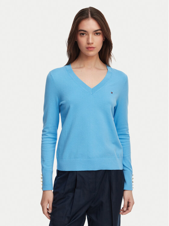 Tommy Hilfiger Tommy Hilfiger Sveter WW0WW40098 Modrá Regular Fit