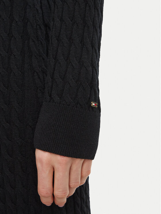 Tommy Hilfiger Tommy Hilfiger Strickkleid Cable WW0WW52320 Schwarz Slim Fit
