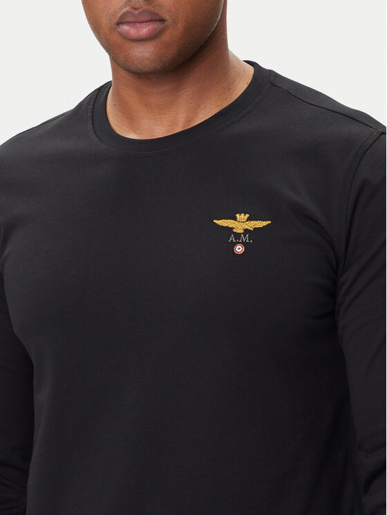Aeronautica Militare Aeronautica Militare Majica dugih rukava 252TS2390UJ00372 Crna Regular Fit