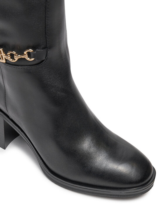 Tommy Hilfiger Tommy Hilfiger Μπότες Th Chain Leather Long Boot FW0FW08182 Μαύρο