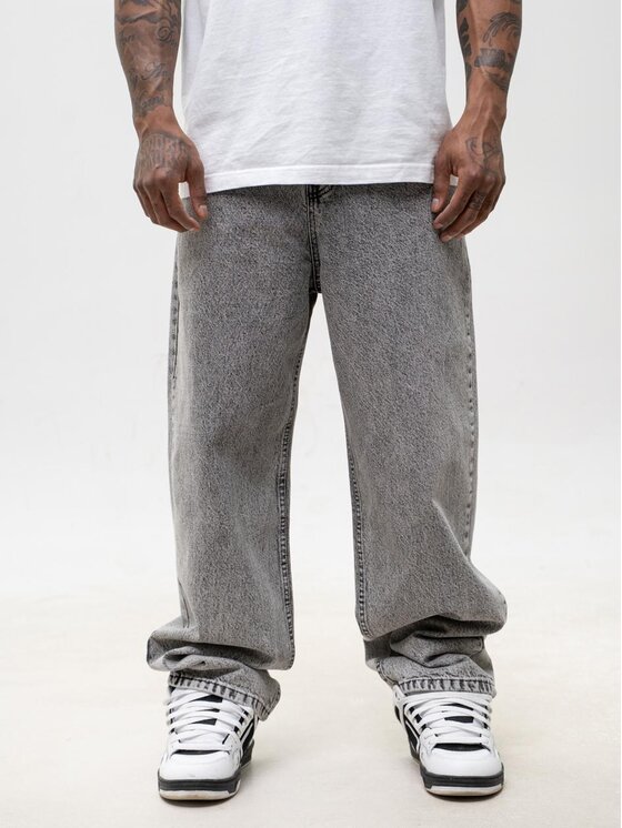 Jigga Wear Jigga Wear Jeansy Pantera różowa szerokie luźne za duże 130775 Szary Baggy Fit