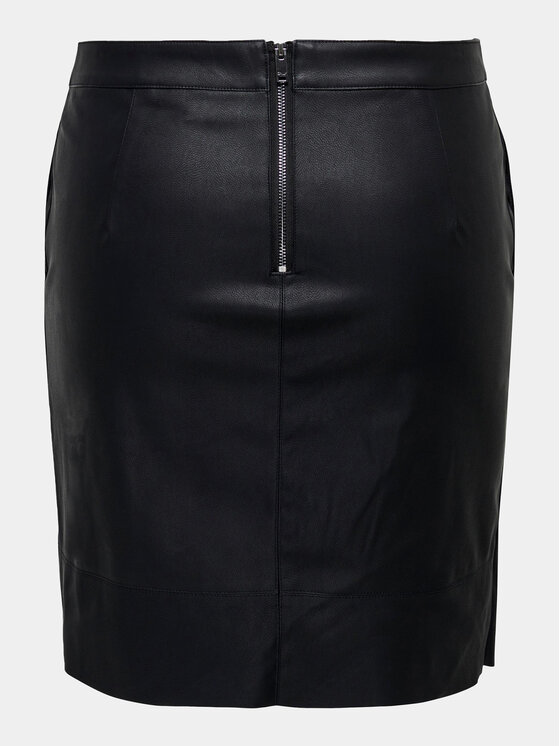 ONLY Carmakoma ONLY Carmakoma Dirbtinės odos sijonas 15306377 Juoda Slim Fit