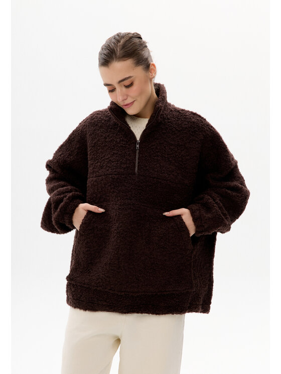 Mirons Mirons Bluza baranek Brązowy Oversize