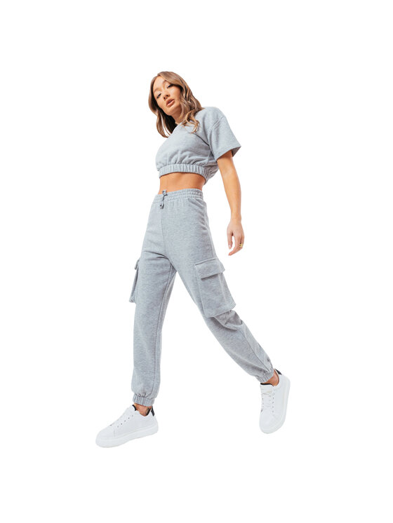 HYPE HYPE Pantaloni da tuta Justhype Sweat Crop T-Shirt-Cargo Joggers Grigio Regular Fit