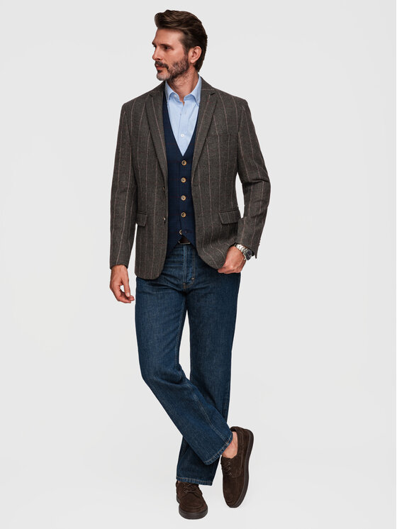Ombre Ombre Marynarka M166 Szary ciemny Regular Fit