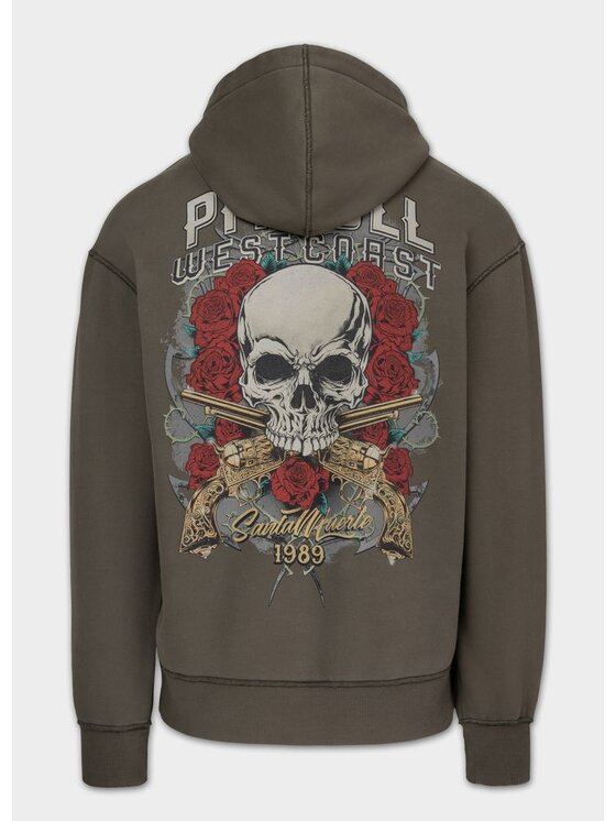 PITBULL PITBULL Bluza Washed SANTA MUERTE Zielony Regular Fit