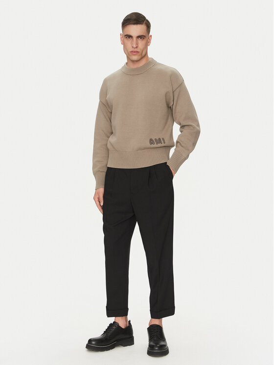 AMI PARIS AMI PARIS Pulover HKS163.KN0063 Siva Regular Fit