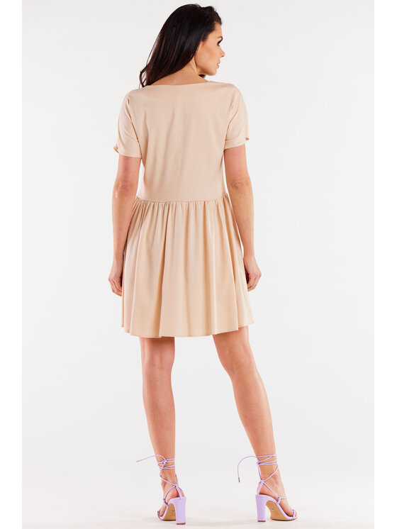 Awama Awama Sukienka letnia A517 Beżowy Basic Fit