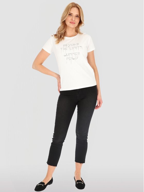 Perso Perso T-Shirt TCE241100F Biały Regular Fit