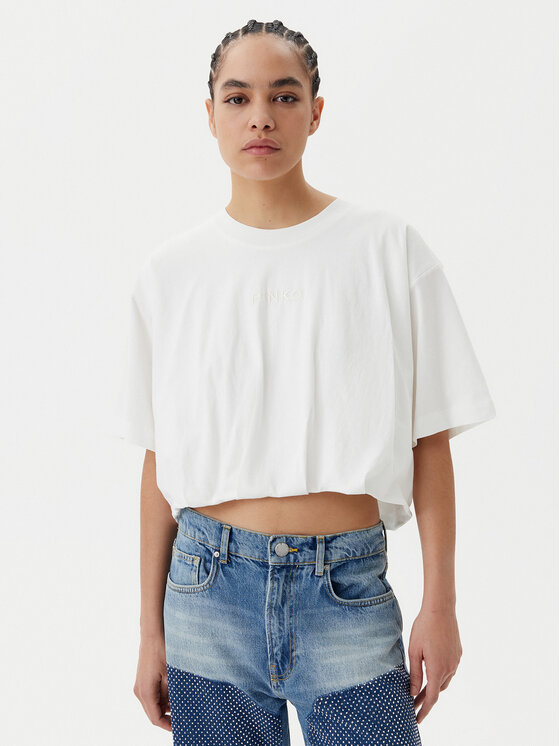 PINKO PINKO T-Shirt Torrone 104257 A2F8 Bílá Regular Fit
