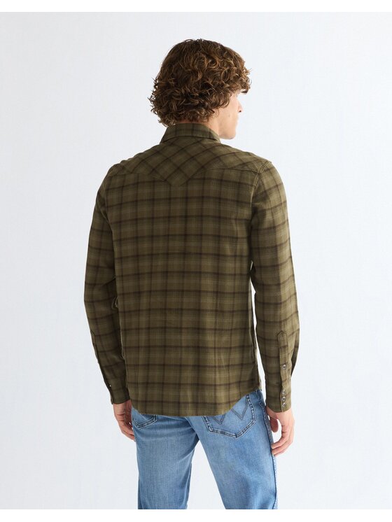 Wrangler Wrangler Koszula WESTERN SHIRT Zielony Regular Fit