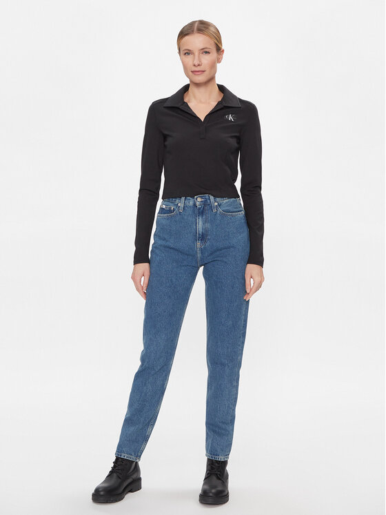Calvin Klein Jeans Calvin Klein Jeans Μπλουζάκι Polo Collar Milano Regular Top J20J222556 Μαύρο Regular Fit