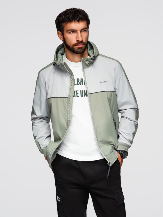 Ombre Ombre Kurtka przejściowa OM-JANP-0228 Szary Regular Fit