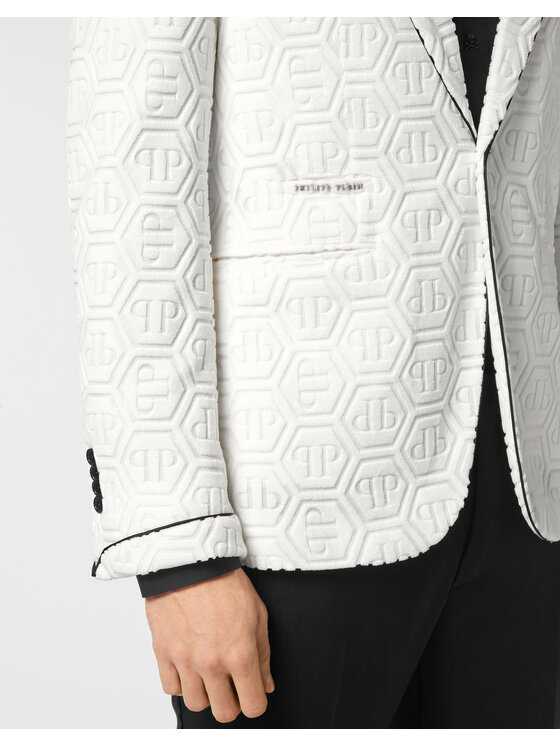 PHILIPP PLEIN PHILIPP PLEIN Marynarka 24237 Biały Fitted Fit
