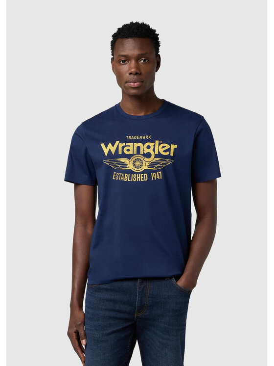 Wrangler Wrangler T-Shirt AMERICANA TEE Niebieski Regular Fit