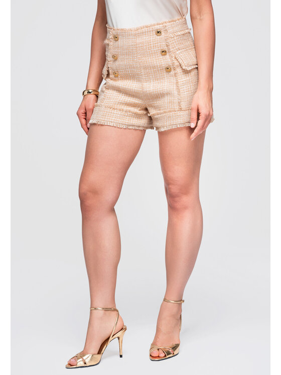 Ombre Ombre Szorty materiałowe OW-ST-E0002 Brązowy Basic Fit