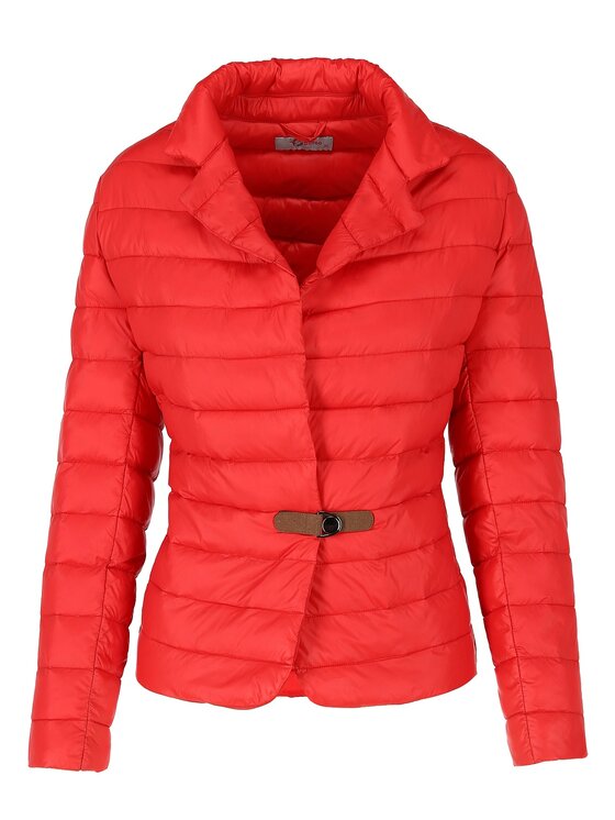 Perso Perso Kurtka przejściowa pikowana z klamerką Czerwony Slim Fit
