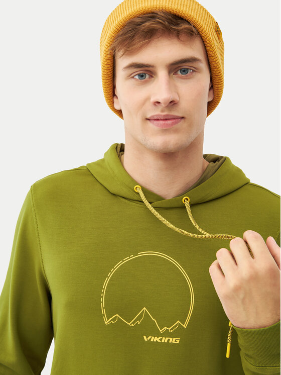 Viking Viking Pulóver Bamboo Panaka Hoodie Man 730/25/3888 Zöld Regular Fit