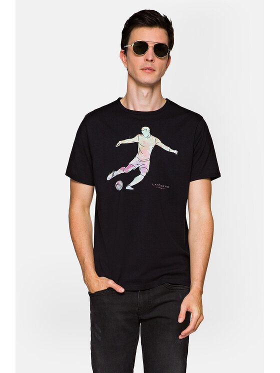 Lancerto Lancerto T-Shirt Lennox TS073221000042 Czarny Regular Fit