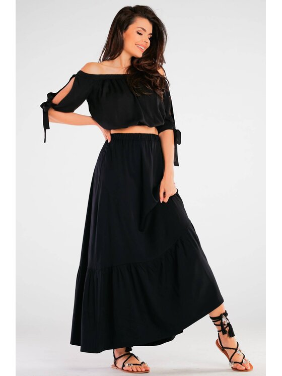 Awama Awama Bluzka A430 Czarny Basic Fit
