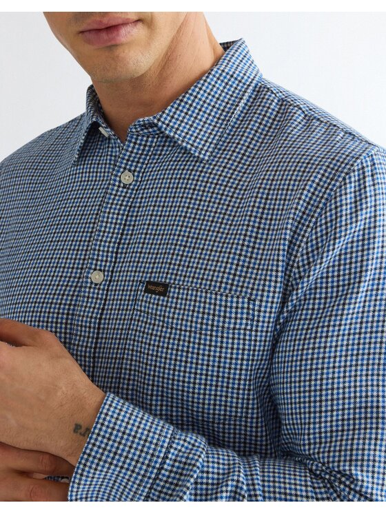 Wrangler Wrangler Koszula 1 PKT SHIRT Niebieski Regular Fit