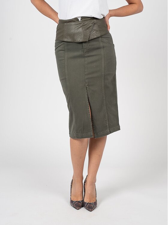 PINKO PINKO Spódnica 1J10V7 Y882 Zielony Slim Fit