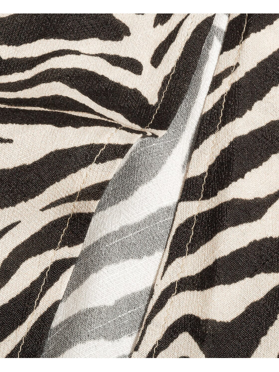 BENU BENU Bluzka z guzikami zebra Beżowy Slim Fit