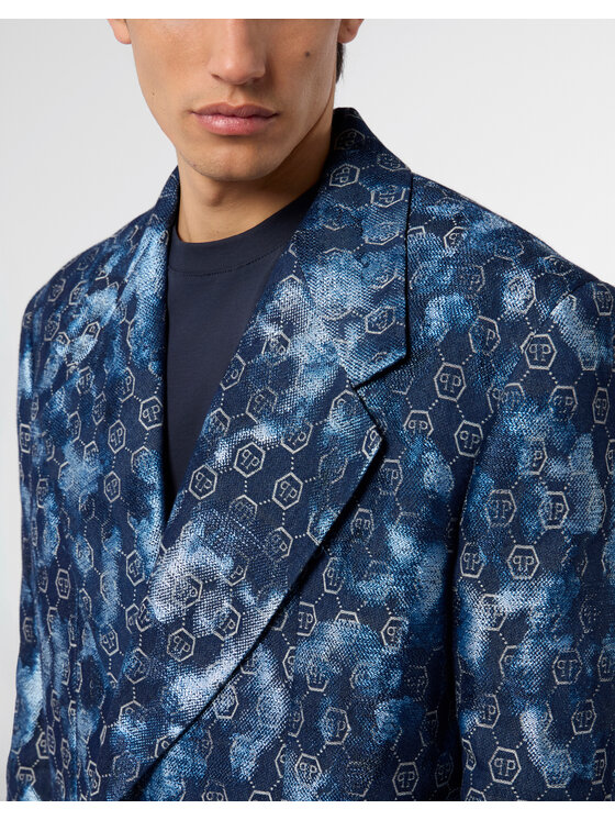 PHILIPP PLEIN PHILIPP PLEIN Płaszcz przejściowy 29057 Granatowy Regular Fit