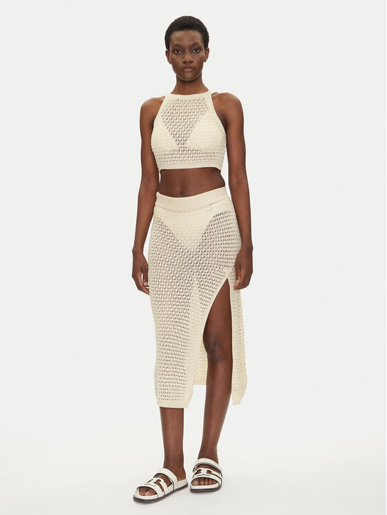 Guess Guess Midi svārki E5GD09 Z3N30 Écru Regular Fit