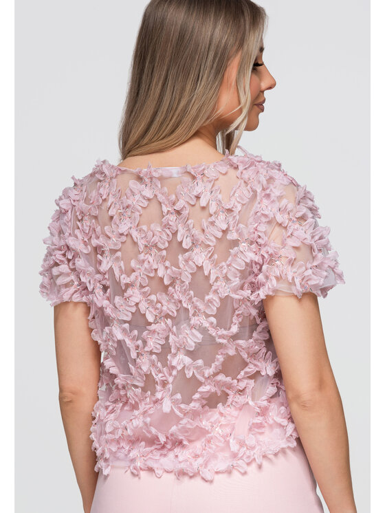 Ombre Ombre Bluzka OW-TS-E0062 Różowy Loose Fit