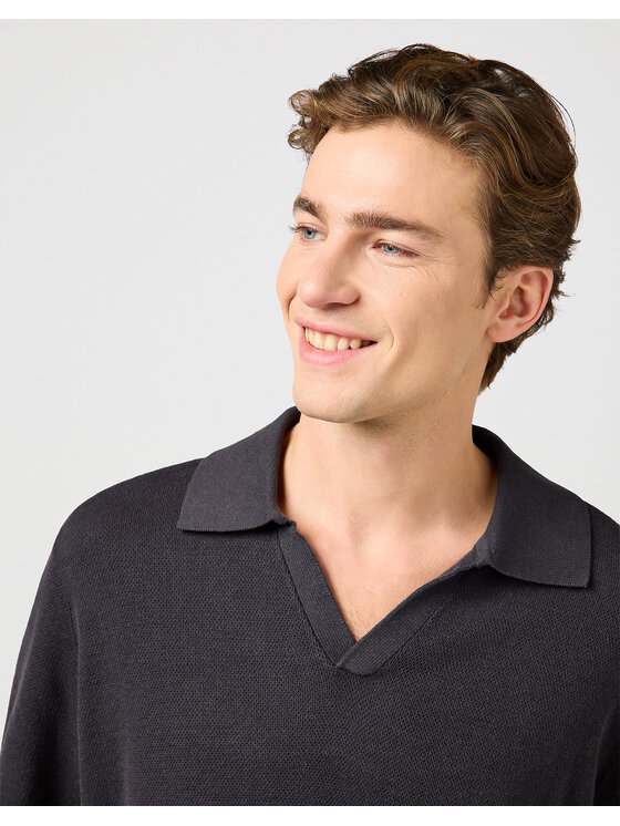 Wrangler Wrangler Sweter SS POLO Czarny Regular Fit