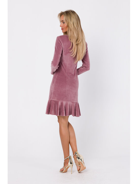 Made of Emotion Made of Emotion Koktejlové šaty M765 Ružová Modern Fit