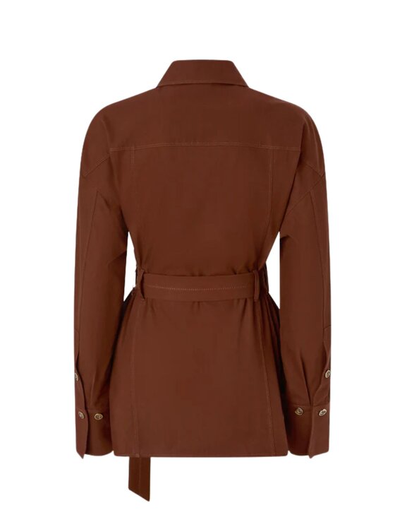 PINKO PINKO Kurtka damska CHERYL OVERSHIRT COTONE FLUIDO Brązowy Reglan Fit