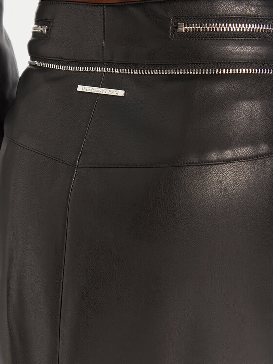 KARL LAGERFELD KARL LAGERFELD Sukně z imitace kůže A3W12014 Černá Regular Fit
