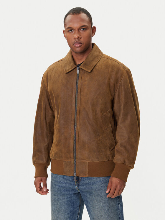 BOSS BOSS Шкіряна куртка Jonier 50547567 Бежевий Relaxed Fit