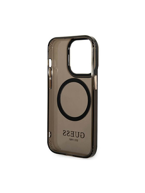 Guess Guess Etui na telefon Gold Outline Translucent MagSafe Czarny