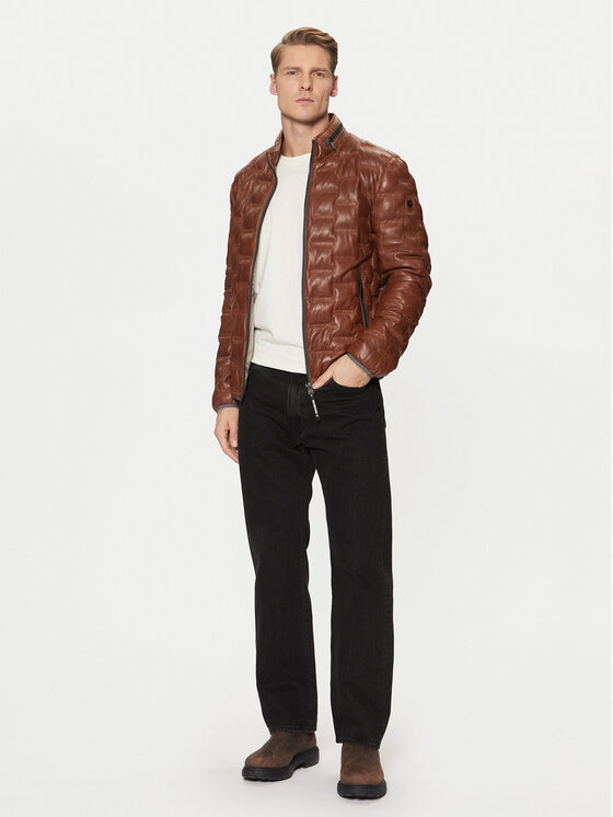 Milestone Milestone Usnjena jakna MSAversa 99101960080 Rjava Regular Fit