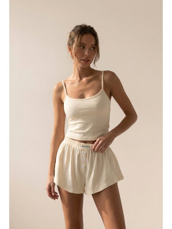 MissDenim MissDenim Piżama Pajama Set Beżowy Regular Fit