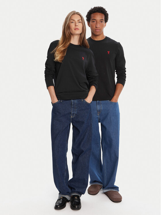 AMI PARIS AMI PARIS Longsleeve BFUTS235.724 Чорний Regular Fit