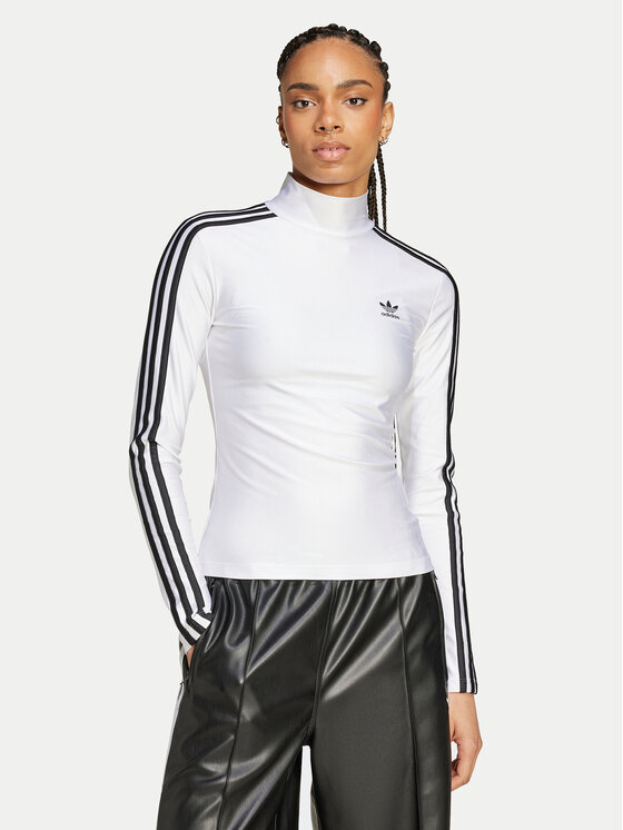 adidas Bluză adicolor 3-Stripes JG1535 Alb Slim Fit