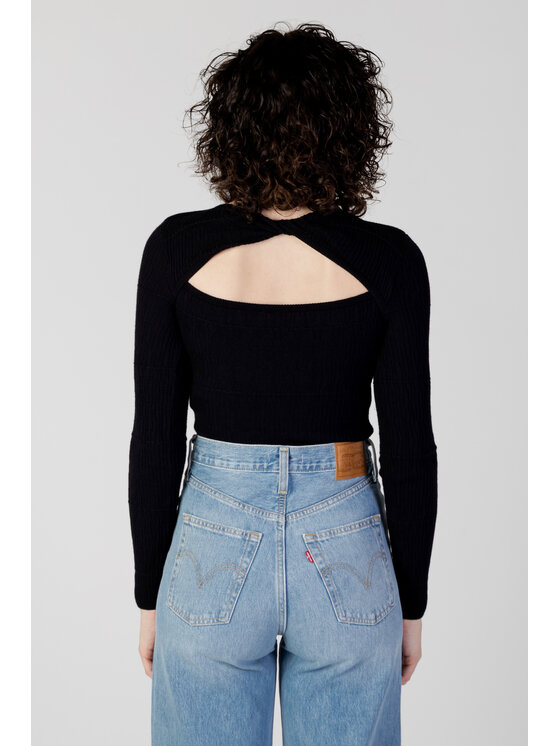 ONLY ONLY Sweter ONLAMOUR LS CROPPED DETAIL ONECK KNT Czarny Cropp Fit