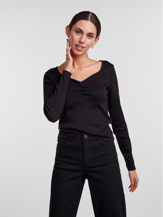 Pieces Bluză 17135564 Negru Slim Fit