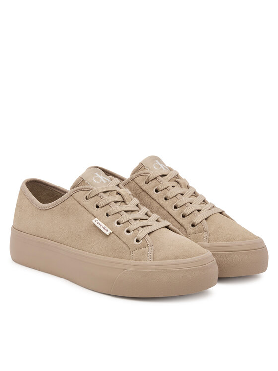 Calvin Klein Calvin Klein Sneakersy Vulc Flatf Lace Up Sue/Wl Ck YW0YW02000 Beżowy